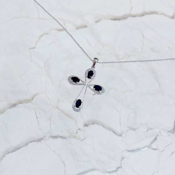 Срібне кольє з сапфіром 1.152ct