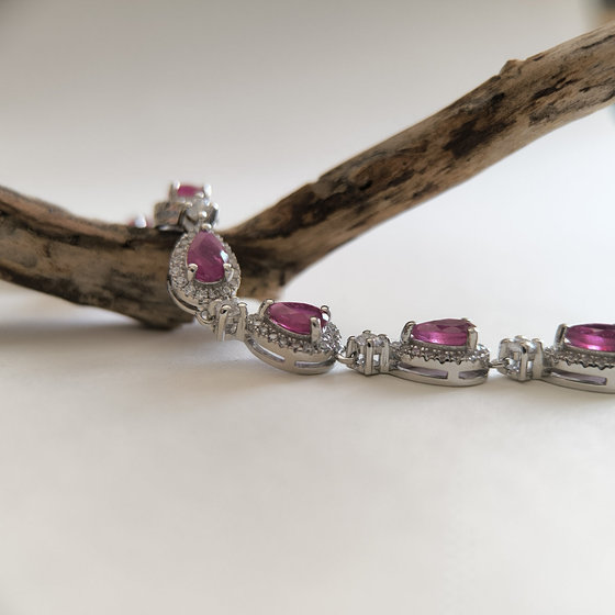 Серебряный браслет с рубином 9.74ct