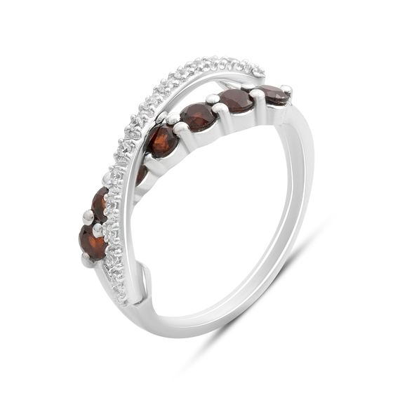 Sterling silver ring with garnet 1.125ct, phianites