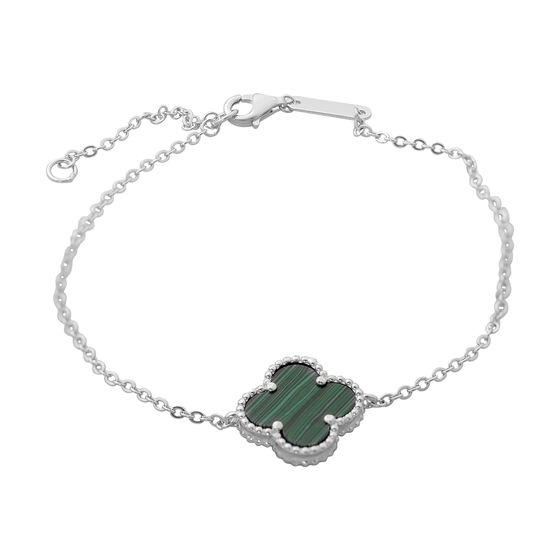 Silver bracelet with malachite