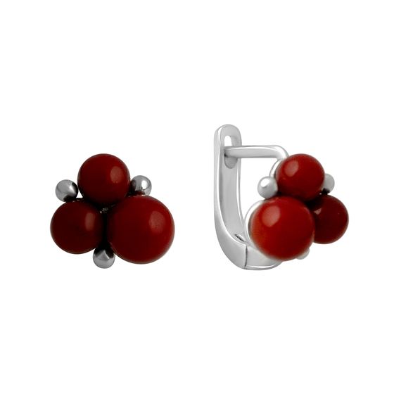 Silver earrings with coral