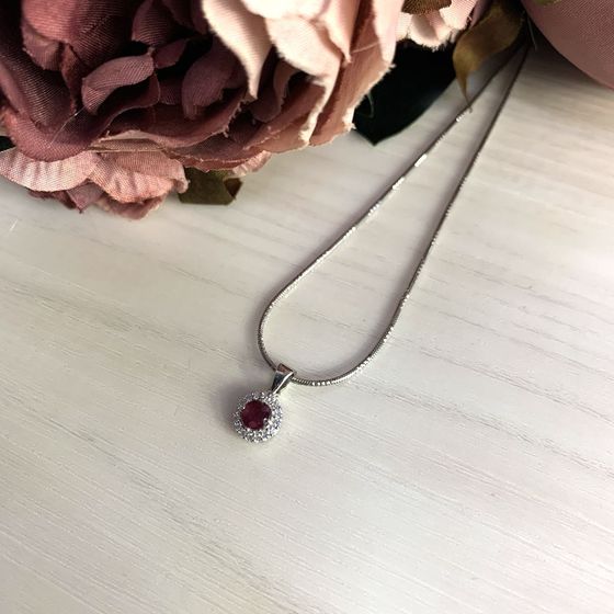 Серебряная подвеска с рубином 1.03ct