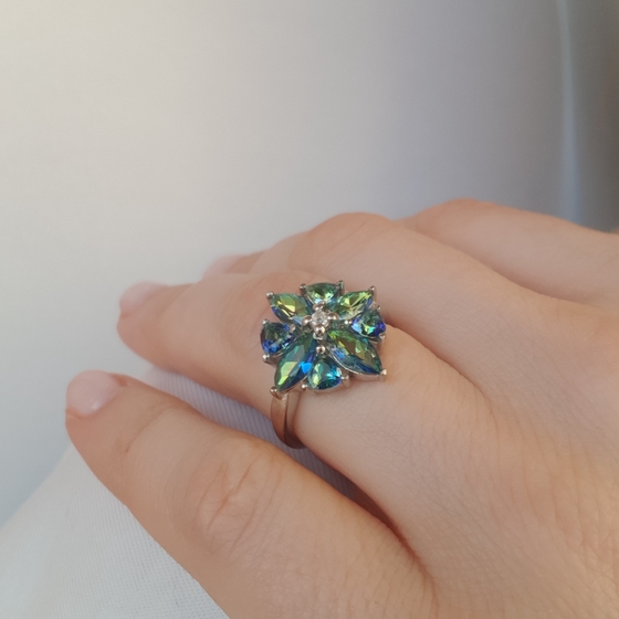 Серебряное кольцо с мистик топазом 3.6ct