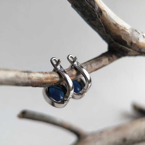 Серебряные серьги с сапфиром nano 4.52ct