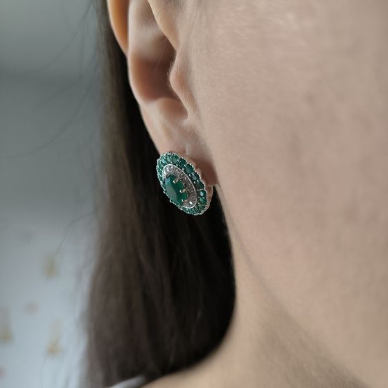 Серебряные серьги с агатом 4.43ct