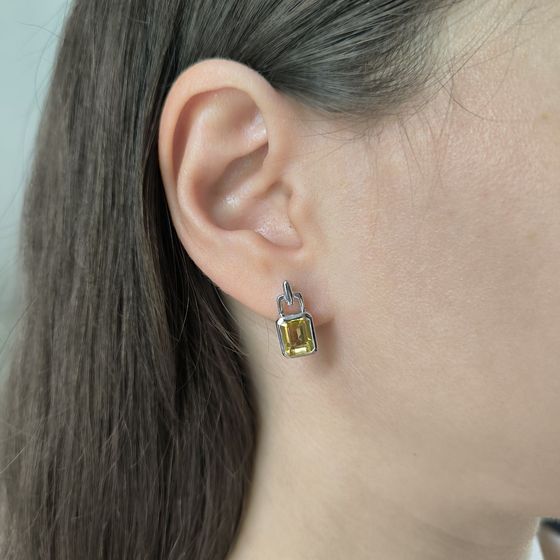 Silver earrings with a 2.835ct nano citrine