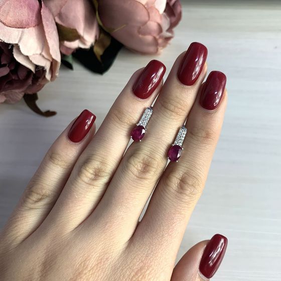 Серебряные серьги с рубином 2.313ct