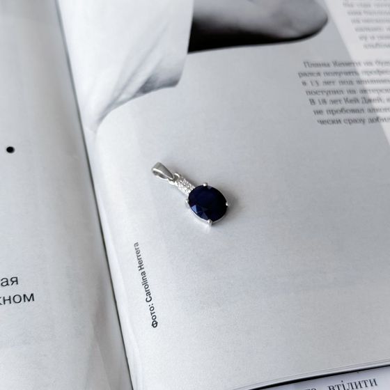 Серебряная подвеска с сапфиром 3.284ct