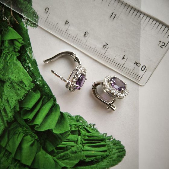 Срібні сережки з аметистом 4.166ct