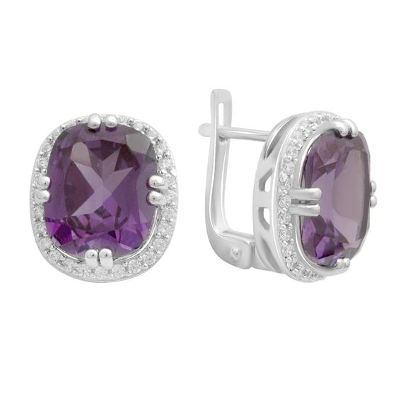 Срібні сережки з олександритом 13.357ct