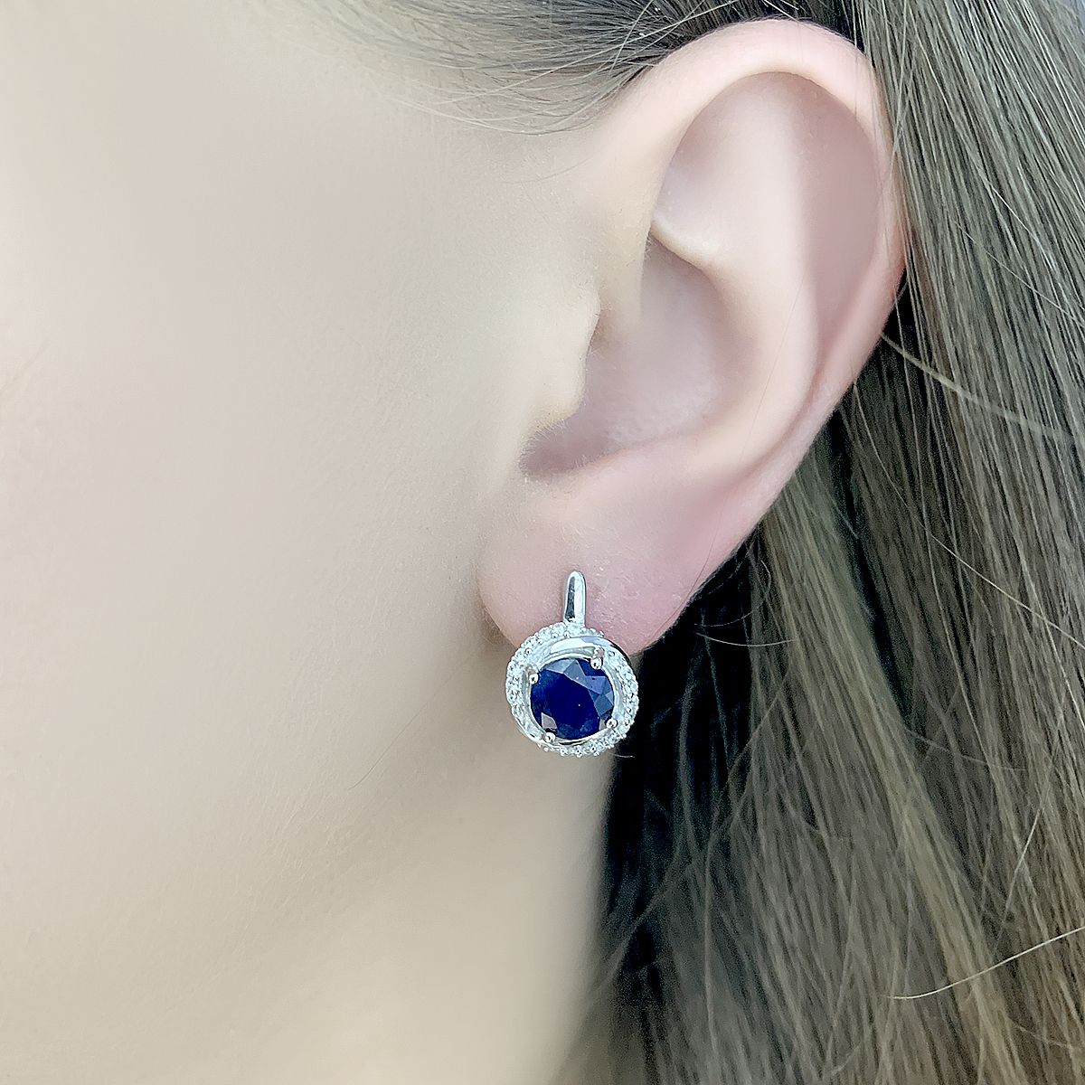 Серебряные серьги с сапфиром 4.3ct