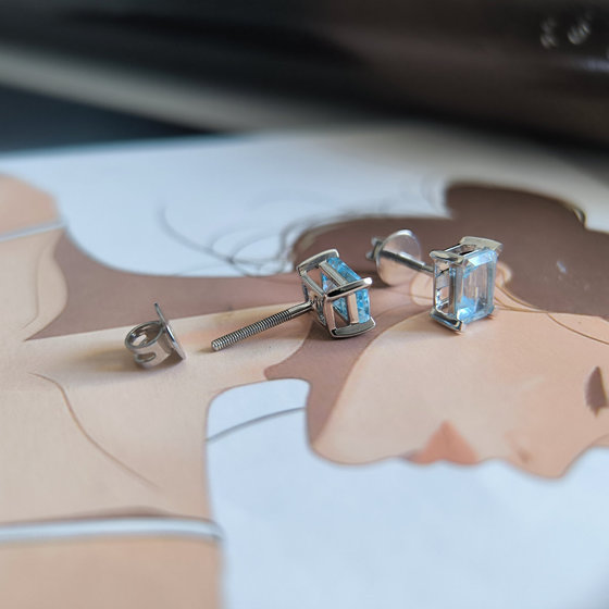 Серебряные серьги с топазом 2.438ct