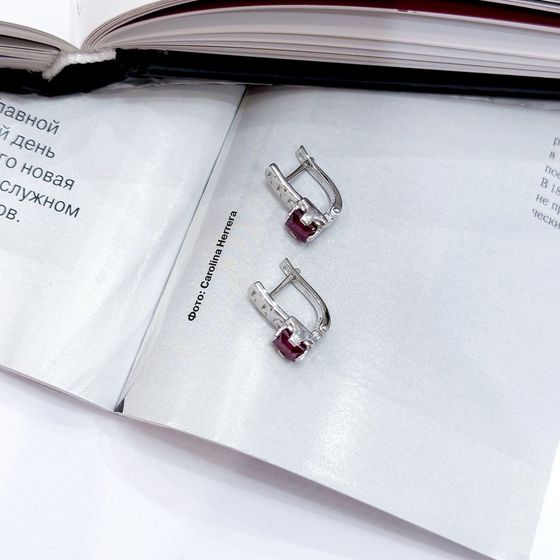 Срібні сережки з рубіном 1.76ct