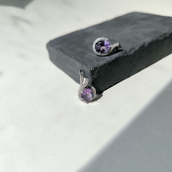 Срібні сережки з аметистом 5.312ct