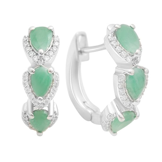 Серебряные серьги с изумрудом 2.864ct