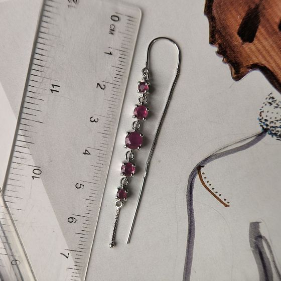 Silver earrings with ruby 3.58ct