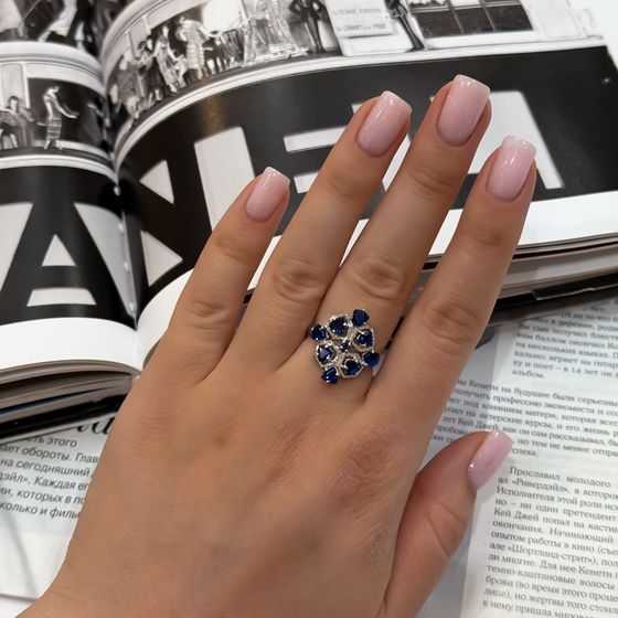 Серебряное кольцо с сапфиром nano 1.578ct
