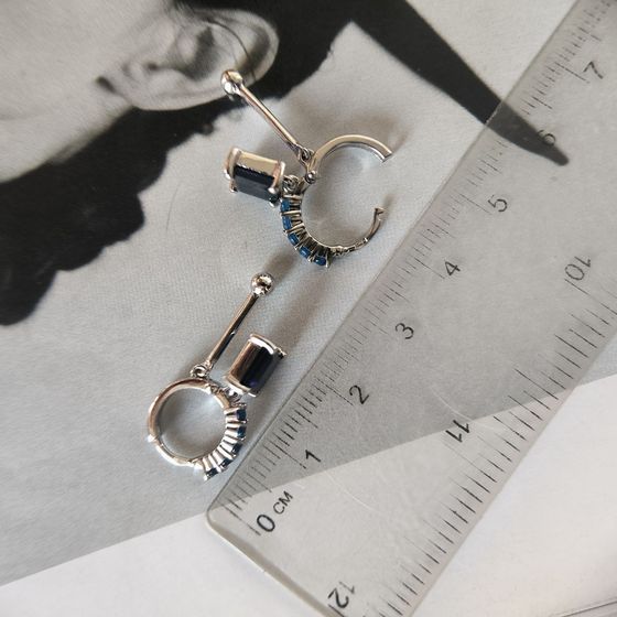 Silver earrings with sapphire nano 2.35ct