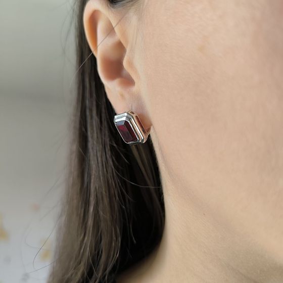 Срібні сережки з гранатом 5.48ct