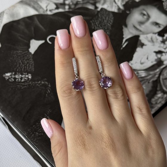 Срібні сережки з аметистом 5.279ct