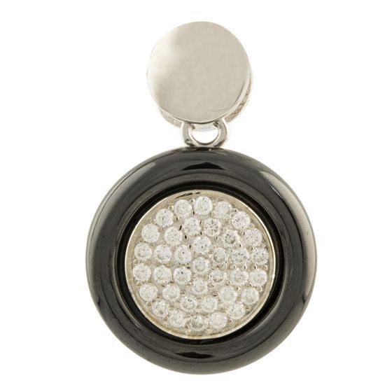 Silver pendant with cubic zirconia and ceramic