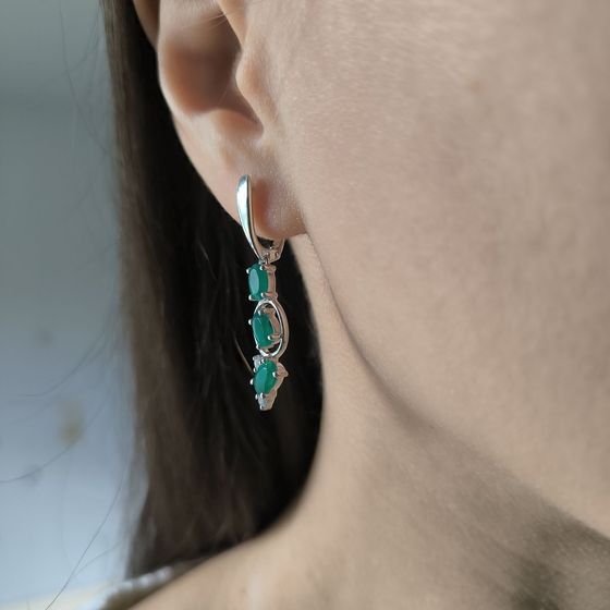 Серебряные серьги с агатом 2.76ct