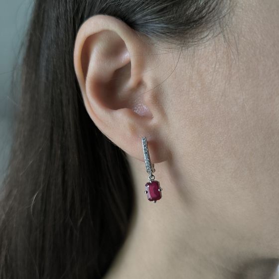 Серебряные серьги с рубином 1.548ct