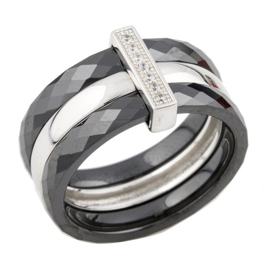 Silver ring with ceramics