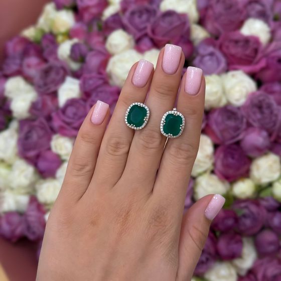 Серебряные серьги с агатом 10.207ct