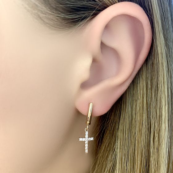 Золоті сережки з фіанітами 0.11ct