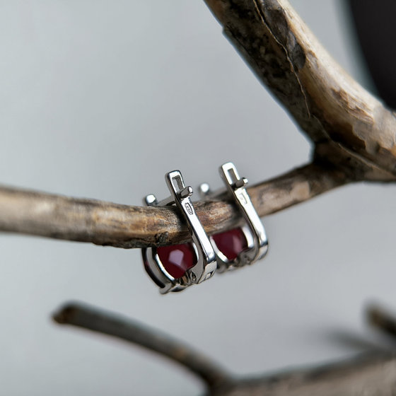 Срібні сережки з гранатом nano 4.45ct