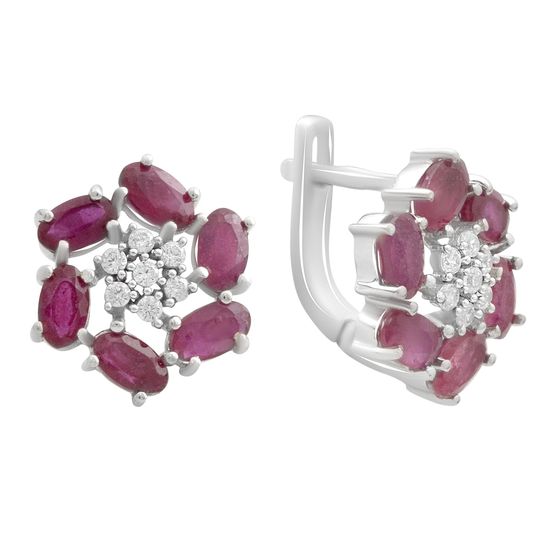 Срібні сережки з рубіном 4.27ct