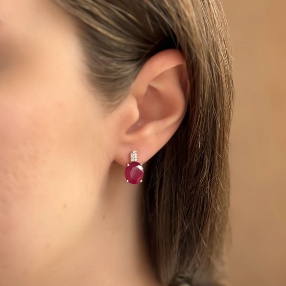Серебряные серьги с рубином 7.507ct