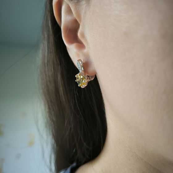 Silver earrings with citrine nano 3.142ct