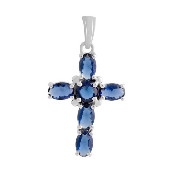 Срібний хрестик із сапфіром nano 1.9ct