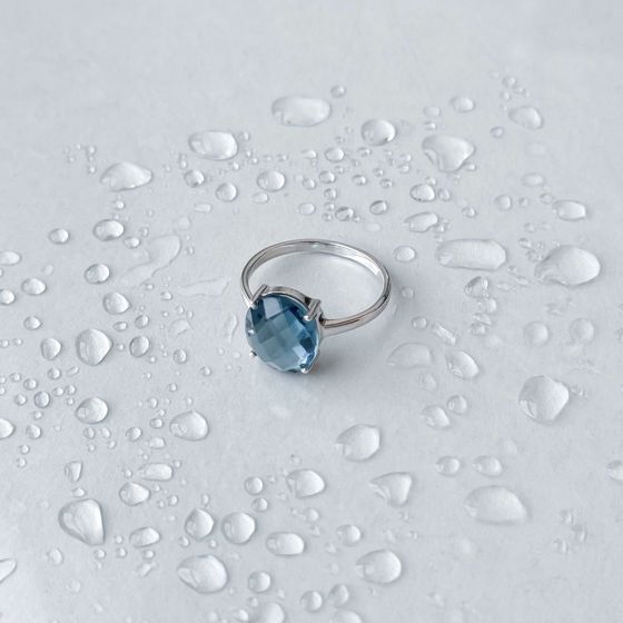 Серебряное кольцо с топазом Лондон Блю 4.038ct
