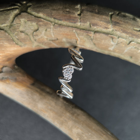 Silver ring with cubic zirconia