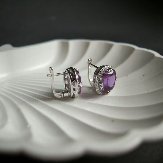 Срібні сережки з олександритом 13.357ct
