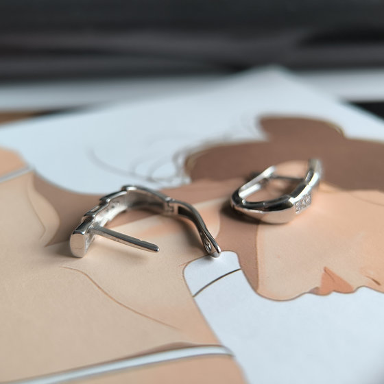 Серебряные серьги с фианитами 0.2ct