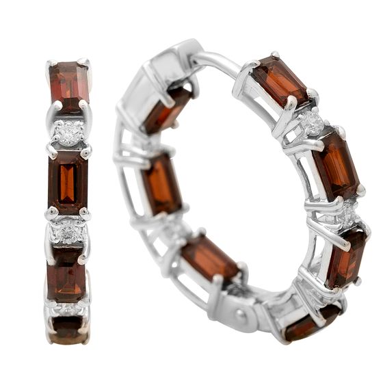 Серебряные серьги с гранатом 6.17ct