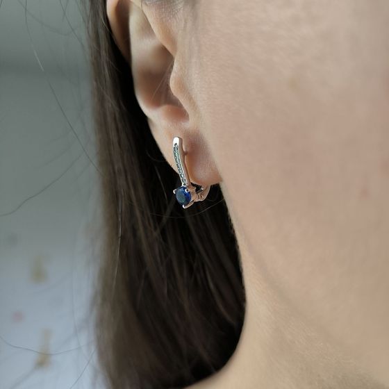 Срібні сережки із сапфіром nano 2.917ct