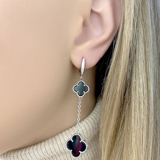 Silver earrings with onyx