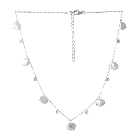 Sterling silver necklace with baroque pearls 56.286ct