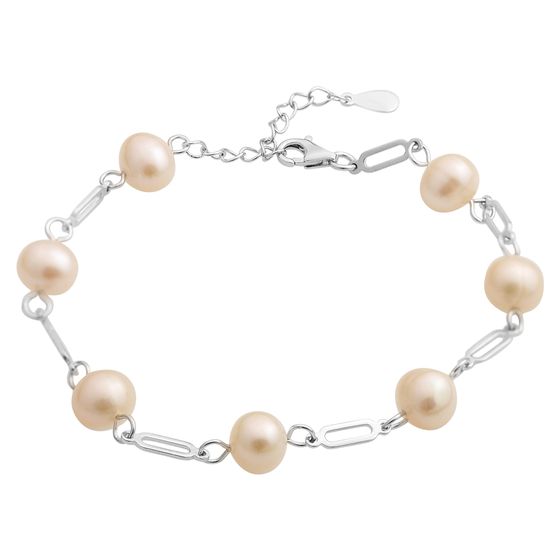 Серебряный браслет с жемчугом барочным