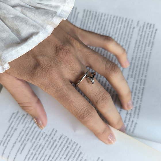 Silver ring with cubic zirconia