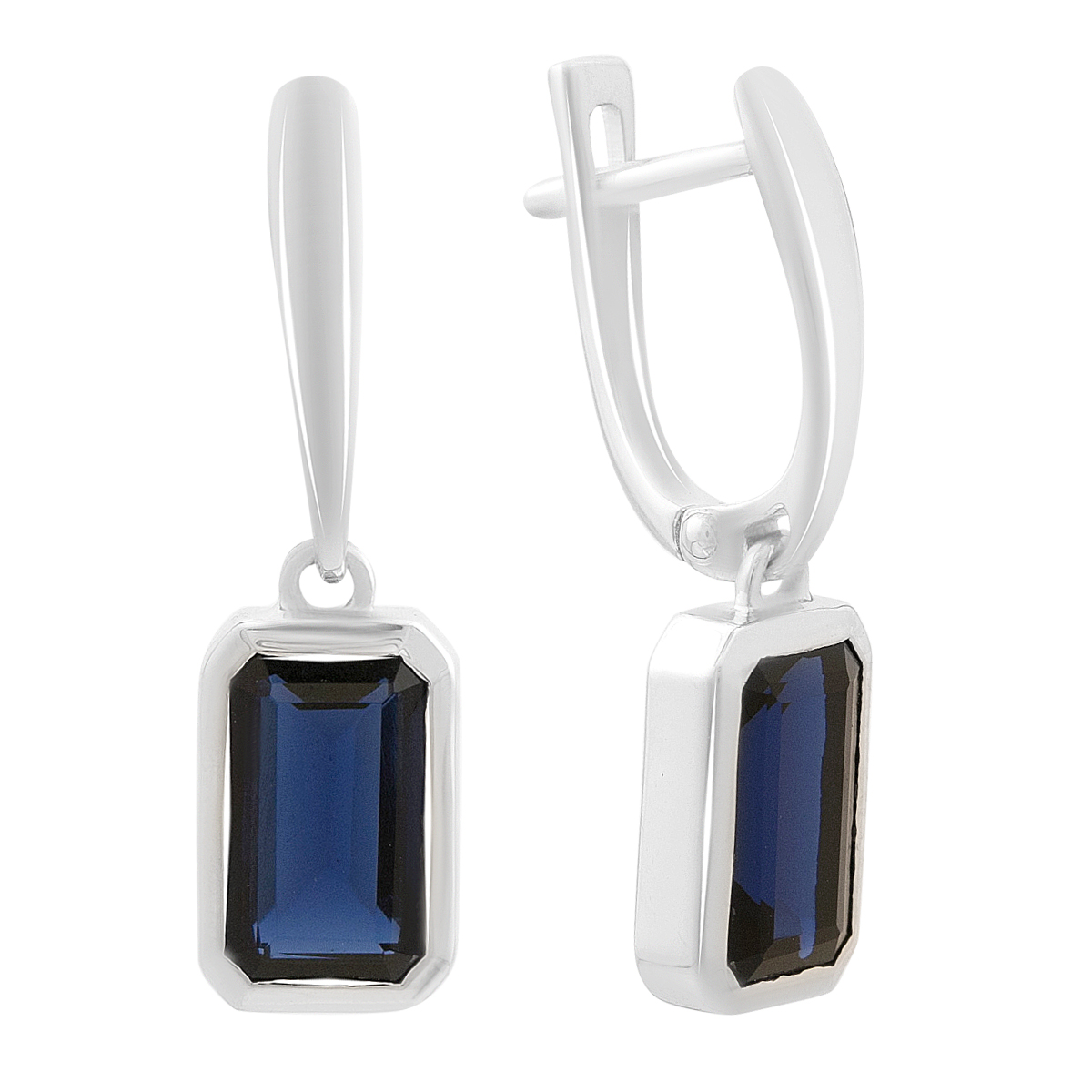 Серебряные серьги с сапфиром nano 3.65ct