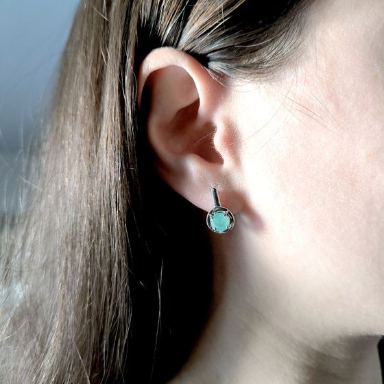 Срібні сережки зі смарагдом 1.54ct