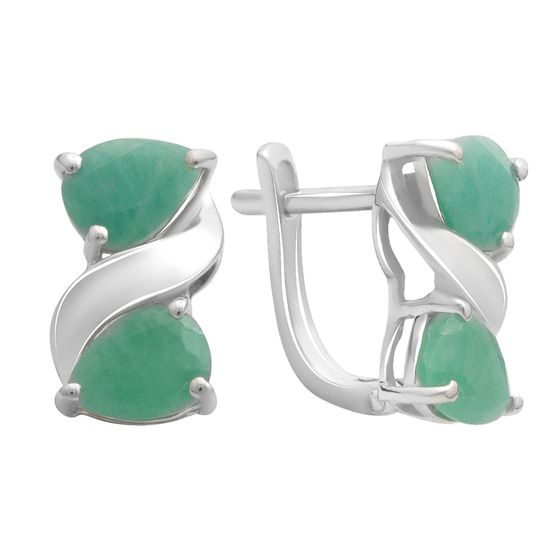 Срібні сережки зі смарагдом 4.058ct