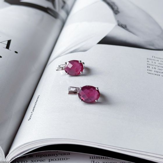 Серебряные серьги с рубином 6.458ct