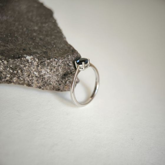 Silver ring with a sapphire